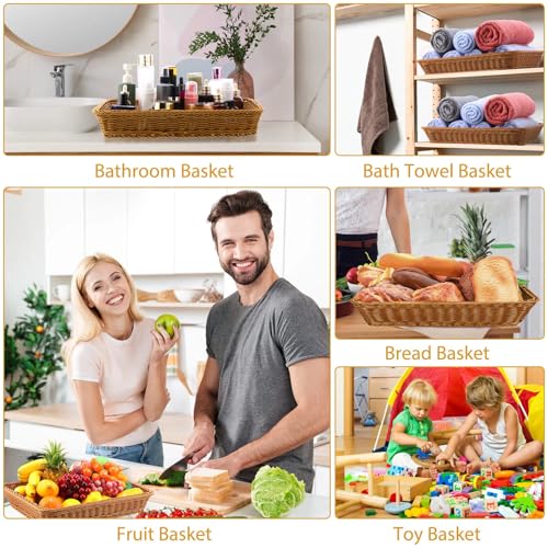 Eccliy 6 Pack Wicker Bread Baskets 19 Inch - Woven Serving Baskets for Food & Display