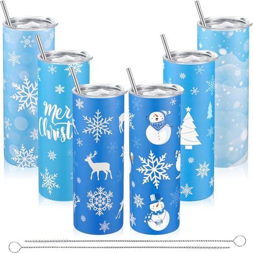 Sliner Christmas 6-Pack 20oz Insulated Stainless Steel Travel Tumblers Winter