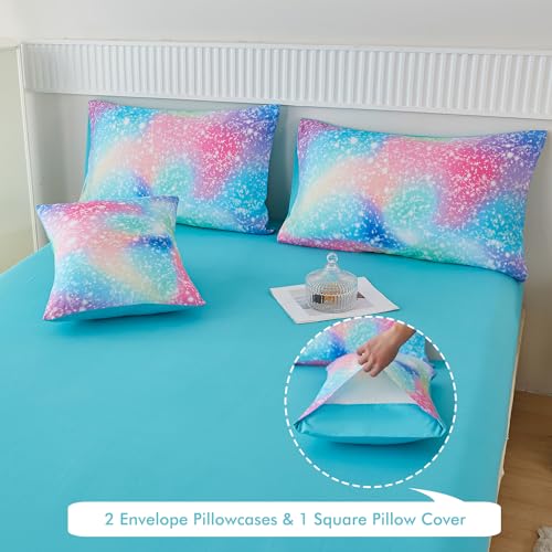 PERFEMET Pink Green Girls Twin Comforter Set with Sheets - Blue & Pink Variation
