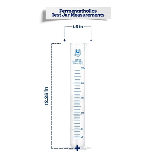 Fermentaholics Hydrometer Test Jar & Measuring Cylinder - Test Homebrewed Beer, Wine, Mead, Cider, & Fermented Beverages – Easy to Use & Read - 250 ML - Heat Resistant Up to 121° Celsius