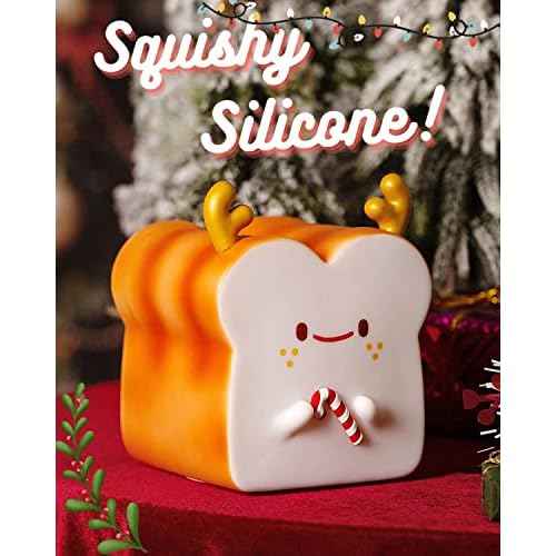 Cute Christmas Gifts for Women, Girl, Deer Toast Lamp Bread Night Light, Battery Powered USB Rechargeable, Touch Senser, 1 Hour Timer, Portable Silicone Kids Nightlight for Nursery