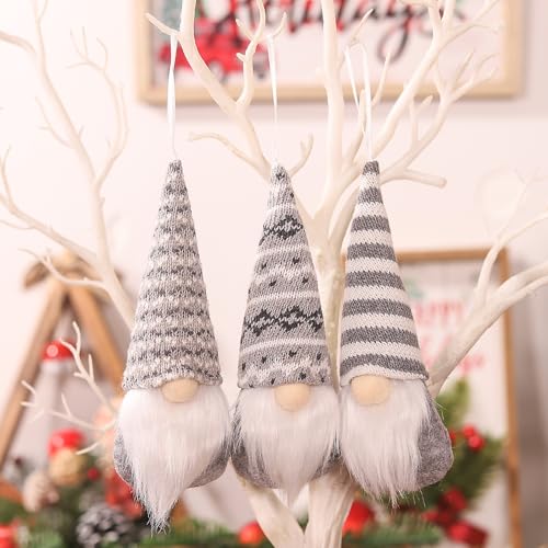 3PCs Christmas Gnome Ornaments for Tree, Decorative Plush Swedish