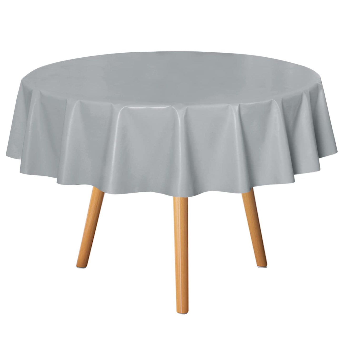 sancua 100% Waterproof Rectangle PVC Tablecloth - 60 x 120 Inch - Oil Proof Spill Proof Vinyl Table Cloth, Wipe Clean Table Cover for Dining Tables, Buffet Parties and Camping, Silver Grey