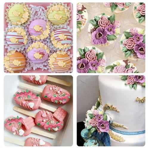 Rose Flowers Chocolate Molds Silicone, 4 Packs Rose with Leaves Garland Chocolate Molds for Relief Cake Decoration Cupcake Toppers Candy Sugar Craft Polymer Clay Resin