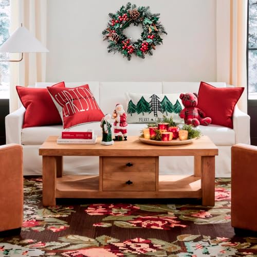 ZWJD Christmas Pillow Covers 22x22 Set of 2 Chenille Red Decorative Pillowcases