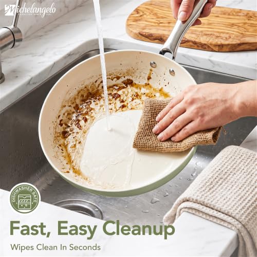 MICHELANGELO Green Ceramic Non-Stick Cookware Set 8-Piece