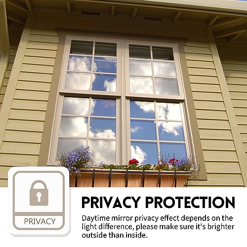 Black-Silver Window Privacy Film 35.4In X 16.4Ft Static Cling Tint Daytime Privacy