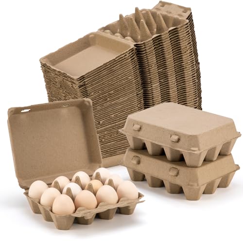 50Pcs Reusable Egg Cartons 3x4 Style Paper Pulp Egg Trays - Farm & Home Use