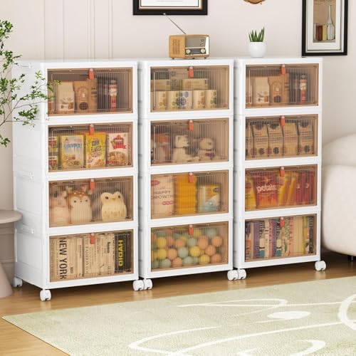 YFXCVSL 4-Tier 32QT Stackable Plastic Storage Bins with Lids