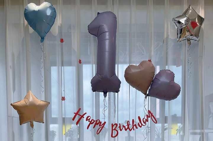 Lilac Number 1 Balloon - 40 Inch Shiny 1st Birthday Decoration for Baby Boy/Girl
