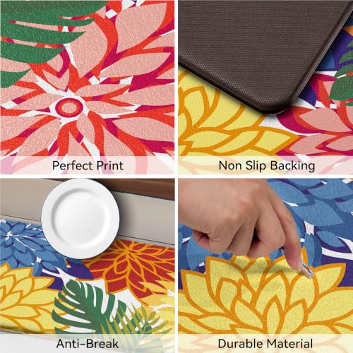 Arenarug Colorful Cushioned Anti-Fatigue Kitchen Mats 2-Piece Set, Waterproof & Non-Slip, 17.3x28 & 17.3x47 Inches
