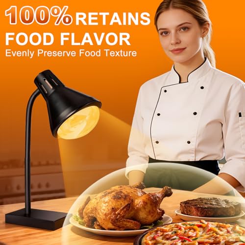 Food Heat Lamp Black - Fast & Uniform Heating for Buffet & Home Use