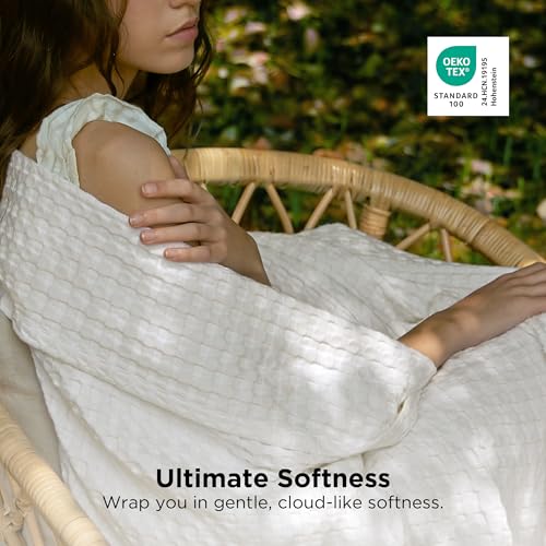 Cooling Waffle Blanket for Hot Sleepers - Ivory King 104 x 90 Inches Variation 01