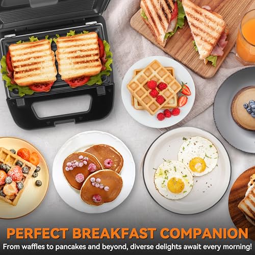 3 in 1 Mini Waffle Maker with Removable Plates - Graphite