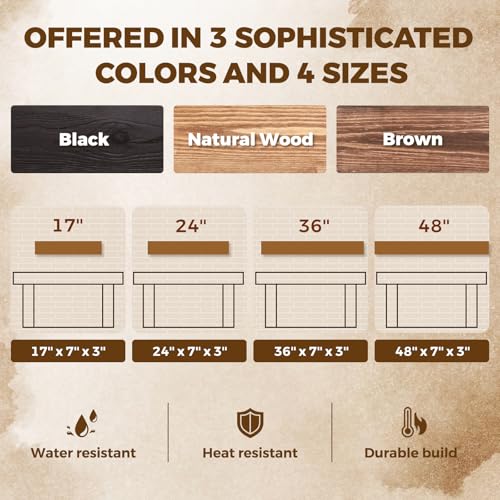 Floating Shelves 48 x 7 x 3 Inch Fireplace Mantel Brown - Heavy-Duty Wall Shelf