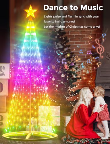 BraveDream 9ft Smart RGB Lighted Christmas Cone Tree Outdoor Indoor with App & Remote Control