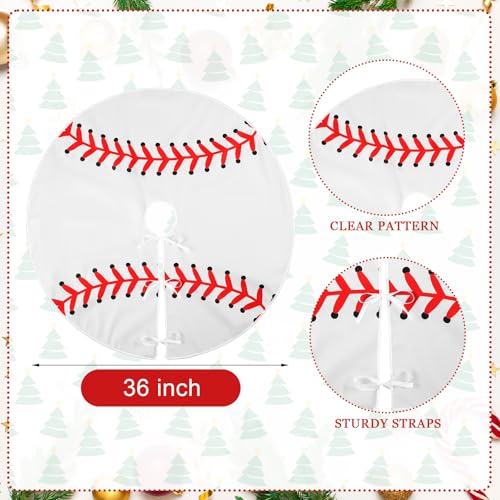 Baseball Christmas Ornaments Set with 36'' Tree Skirt and 6 Picks - Vertintong (Baseball Theme)