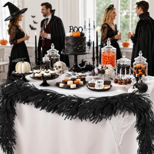 Black 9FT Artificial Norfolk Pine Garland Halloween Decor Indoor Outdoor