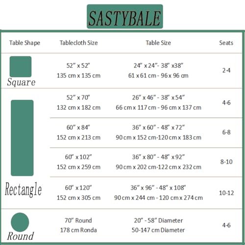 SASTYBALE Green 52x70 in Christmas Tablecloth Damask Jacquard, Wrinkle-Free Spills-Proof