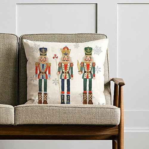 AOFANGGO Christmas Pillow Cover 18x18 inch Nutcracker Throw Pillow Holiday Decorations Cushion Cover for Bed Chair Sofa Couch