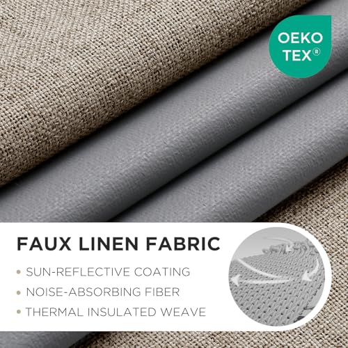 Joydeco Linen Blackout Curtains 84 Inch, Pack of 2 - Light Blocking Room Darkening Drapes with Grommets, Thermal Insulation, Noise Reduction, Privacy, 52"W x 84"L