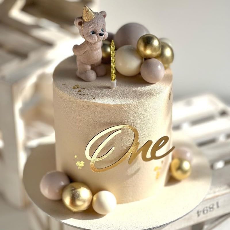 Skiennix Acrylic Mirror Cake Topper - Elegant Gold & Silver Design for Baptism, Birthday, Wedding Celebrations