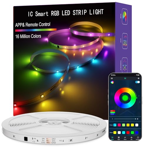65.6FT RGB LED Strip Lights for Bedroom Smart Control & Music Sync