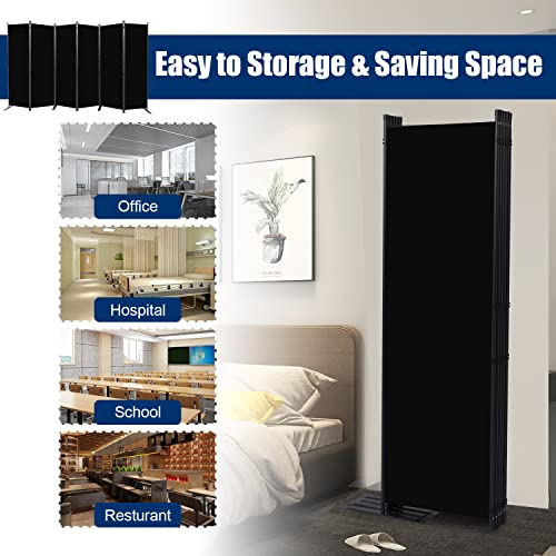 Black 6-Panel Room Divider 132-Inch Wide Folding Privacy Screen - HOMSCREENER