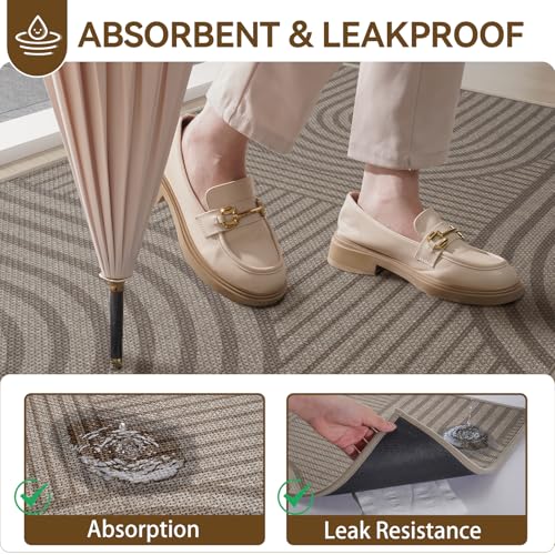 Indoor Front Entrance Door Mat 31x47 Brown - Non-Slip Water-Absorbent Rug - Mountain Variation