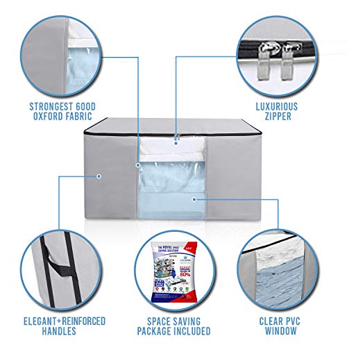 Gray Vacuum Storage Bags Cube Space Saver Set of 5 - Bedding Organizer