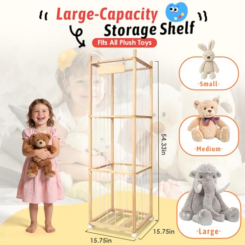 Stuffed Animal Storage Organizer with Wheels & Large Capacity - Toy Keeper for Playroom & Nursery