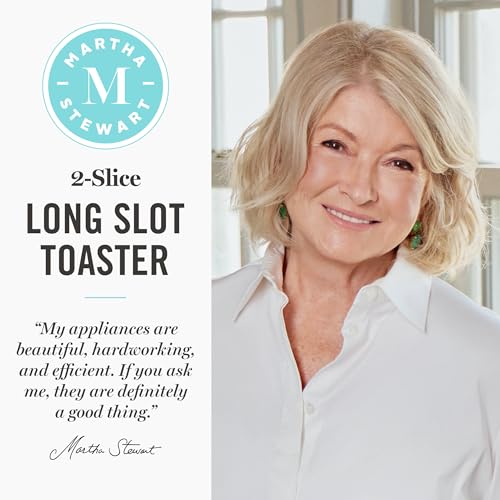 Martha Stewart 2-Slice Long Slot Toaster Linen Cream - Wide, Space-Saving Design