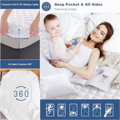 GRT King Waterproof Mattress Pad - Microfiber Quilted Mattress Protector