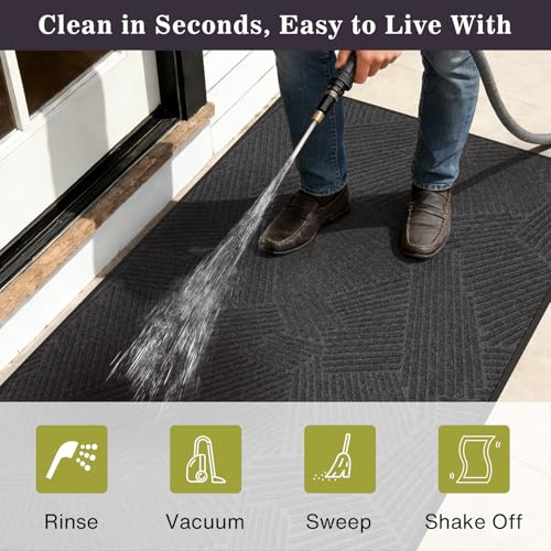 Charcoal Grey 3ft x 10ft Heavy Duty Non-Slip Front Door Mat Indoor Outdoor