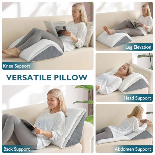 Shinnwa 23.5 x 18.8 x 8 Inch Convertible Knee Pillow with Dual-Layer Memory Foam for Back Pain Relief