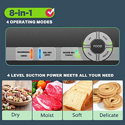 Potane Precision Vacuum Sealer Machine - Silver 8-in-1 Food Preservation