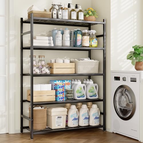 36.4" W Storage Shelves, 5-Tier Metal Shelving Unit with Leveling Feet