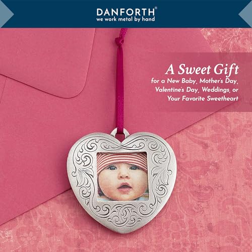 DANFORTH Victorian Heart Pewter Photo Frame Ornament | Keepsake Gift for Mom