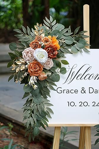 Artificial Flower Swag Set of 2 for Wedding Arch and Decor - Burnt Orange