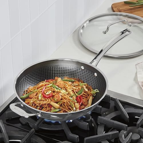 Cuisinart FusionPlus 12-Inch Hybrid Stainless Steel & Ceramic Wok Pan with Lid