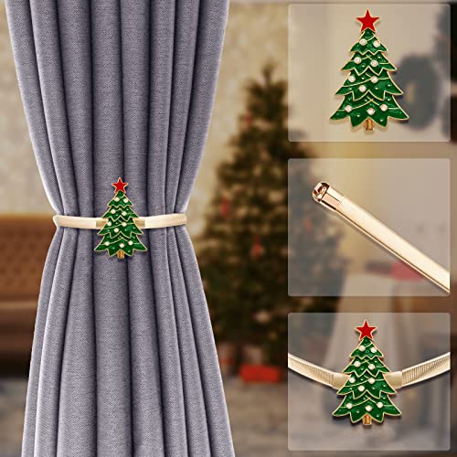 Green Christmas Curtain Tiebacks Buckle Aluminum Alloy Spring Design Decorative Holdbacks