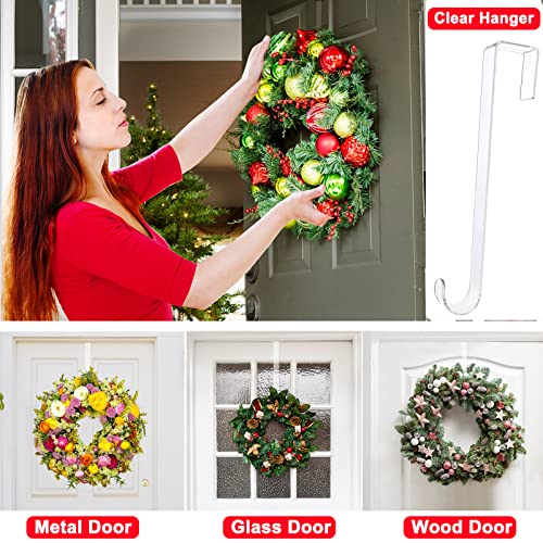 Clear 15in Wreath Hanger Hooks 2 Pack - Non Scratch Over-the-Door Front Door Decor