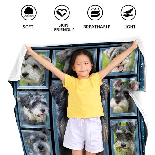 Schnauzer Blanket for Kids Boys Girls, Schnauzer Gifts for Schnauzer Dog Lover, Super Soft Fuzzy Dog Throw Blanket Schnauzers Print Plush Gift for Birthday Christmas 40x50 inch