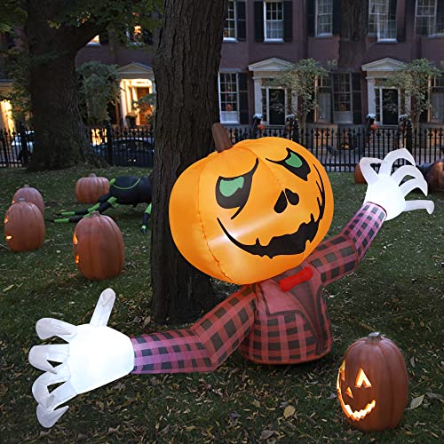 7FT Halloween Inflatable Pumpkin Ghost Outdoor Decoration with Lights