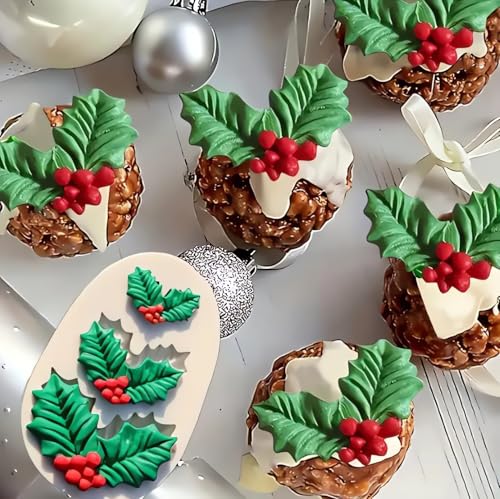 3D Holly Leaf Christmas Cake Mold Silicone Fondant Sugarcraft Decor