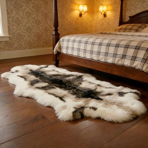 Reindeer Pattern Faux Fur Area Rug - 6.7x2.3 ft Plush Machine Washable Runner for Fireplace & Bedside - Eco-Friendly Luxury Home Decor