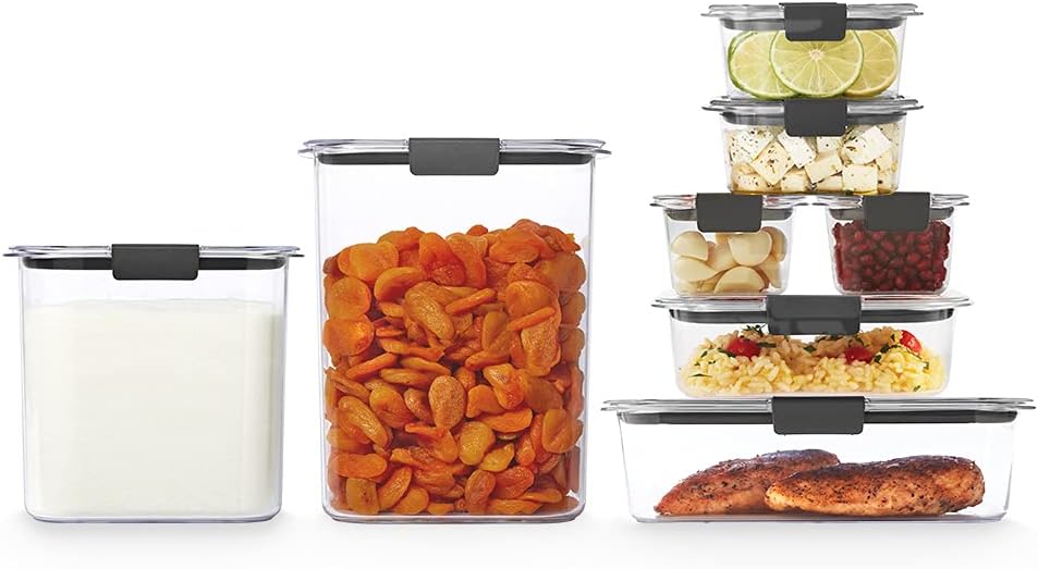 Rubbermaid Brilliance Food Storage Containers - BPA Free, Airtight Lids, Set of 8 for Meal Prep & Leftovers