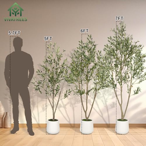 White 6ft Faux Olive Tree with Planter - Indoor Artificial Plant for Home Office Decor