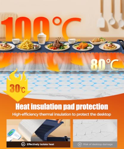 LNNIW Extra Large Food Warming Mat 46x15 Inch Dark Blue Fast Heat Child Lock