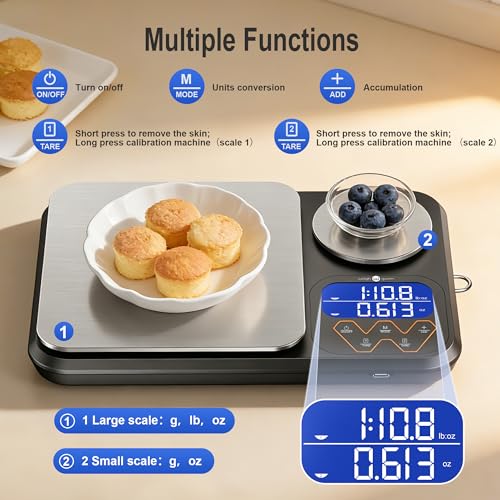 Weigh Gram Black Digital Dual Platform Food Kitchen Scale 5kg/0.01g